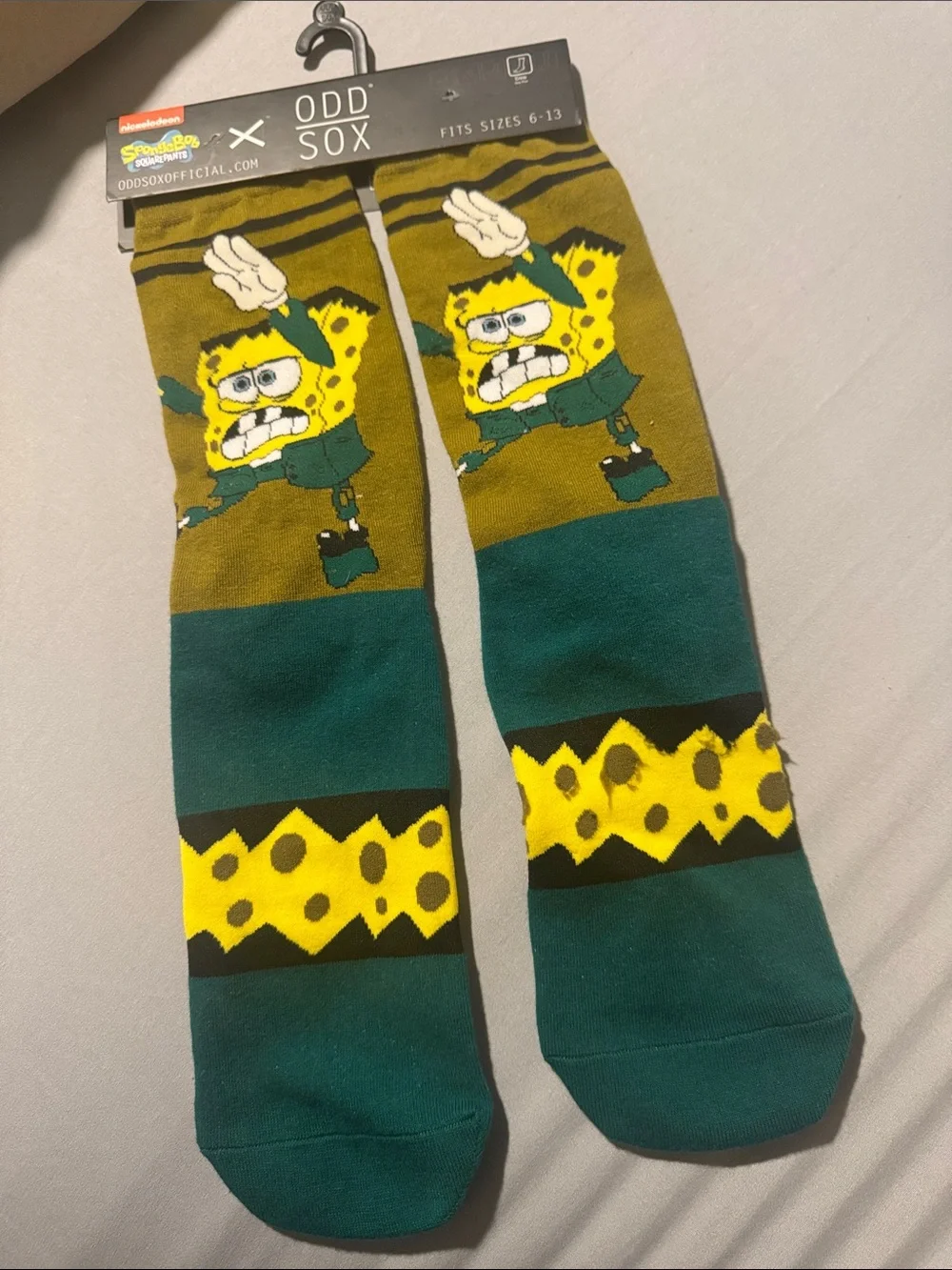 Marvel x Odd Sox SpongeBob & Spider-Man Crew Socks - Yellow, Green, Red, Blue